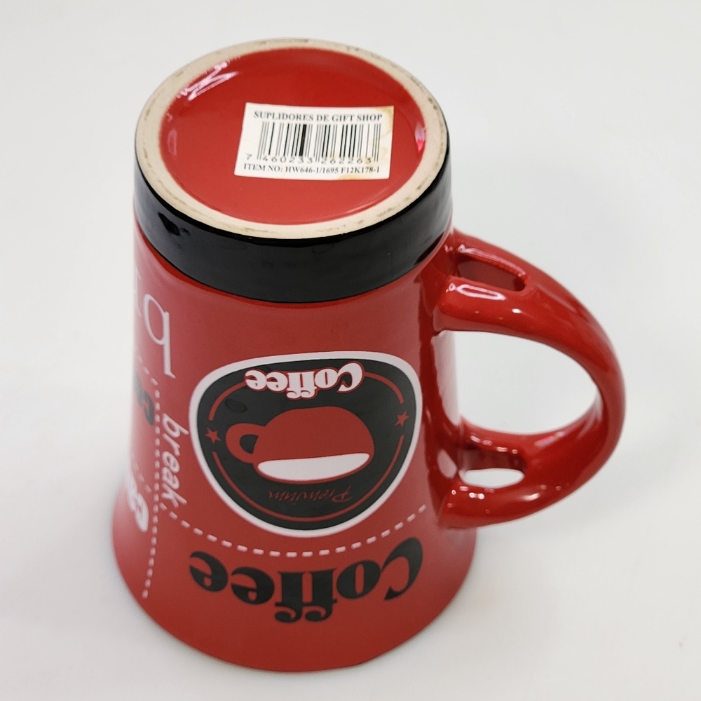 Red And White Ceramic‎ Cappuccino Cup Tea Coffee Mug 10 oz - Picture 3 of 15